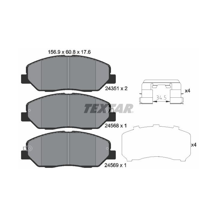 Stabdžių trinkelių rinkinys, diskinis stabdys TEXTAR 2435101