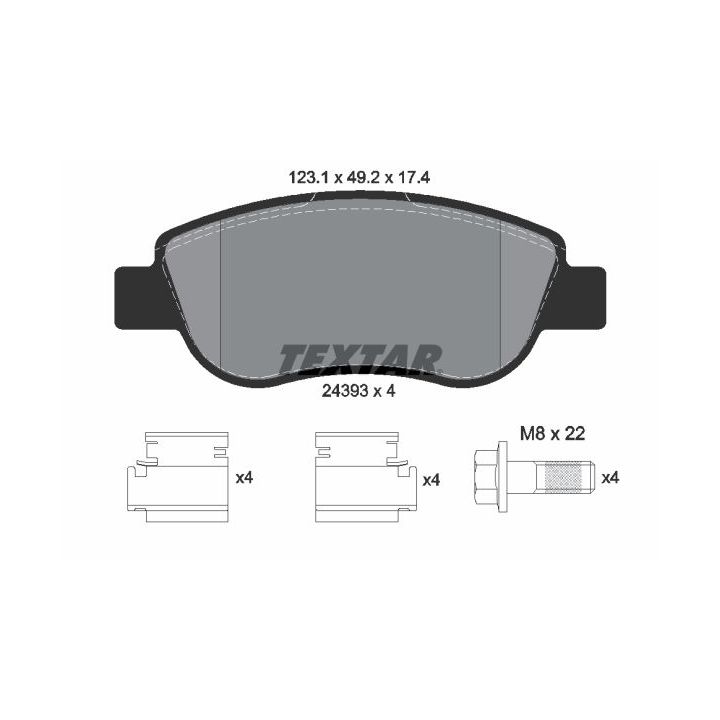 Stabdžių trinkelių rinkinys, diskinis stabdys TEXTAR 2439301