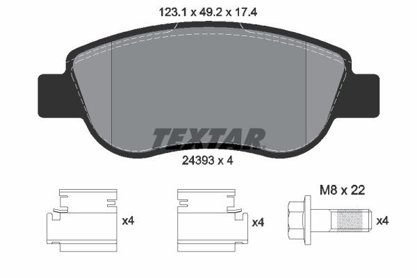 Stabdžių trinkelių rinkinys, diskinis stabdys TEXTAR 2439301