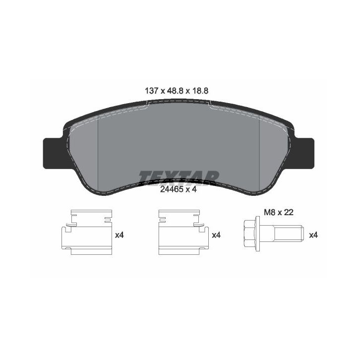 Stabdžių trinkelių rinkinys, diskinis stabdys TEXTAR 2446501