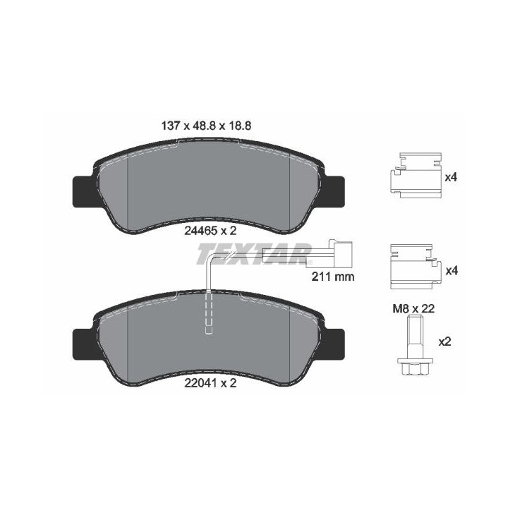 Stabdžių trinkelių rinkinys, diskinis stabdys TEXTAR 2446503