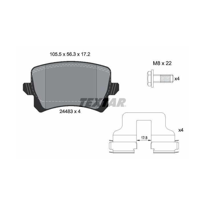 Stabdžių trinkelių rinkinys, diskinis stabdys TEXTAR 2448301