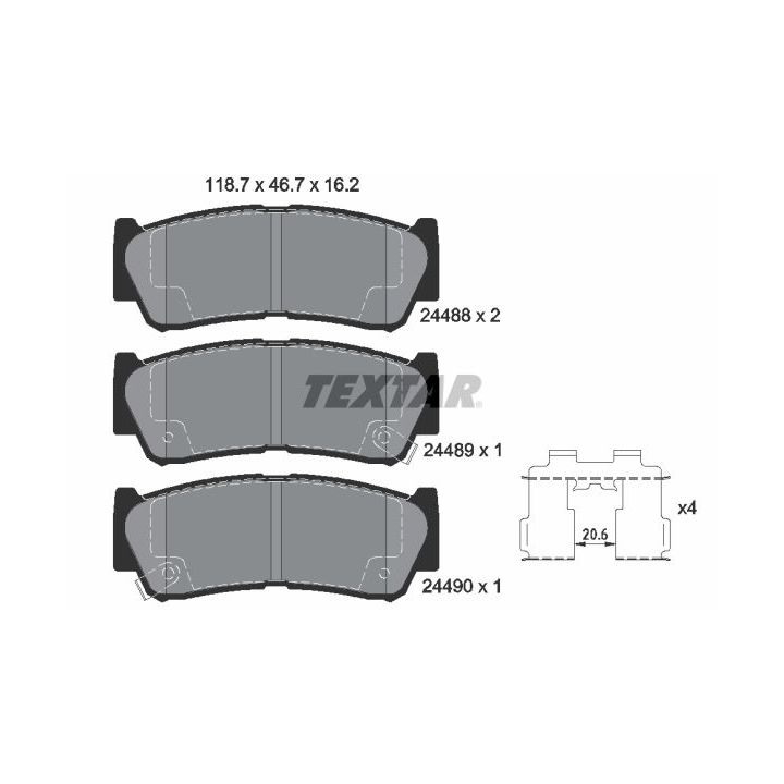 Stabdžių trinkelių rinkinys, diskinis stabdys TEXTAR 2448801