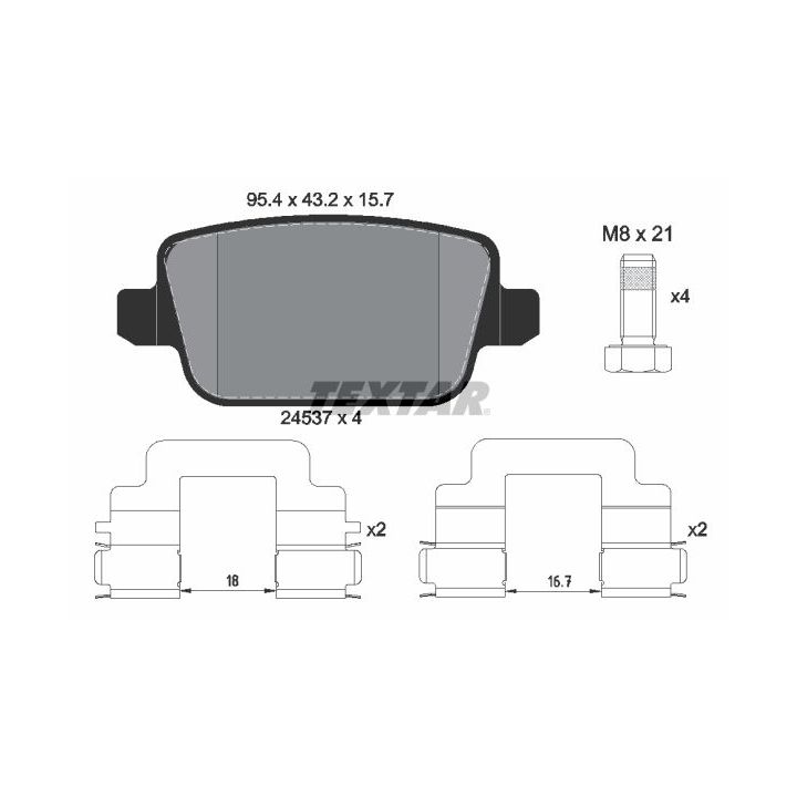 Stabdžių trinkelių rinkinys, diskinis stabdys TEXTAR 2453703