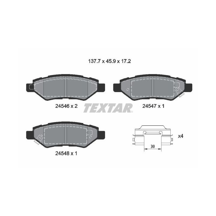 Stabdžių trinkelių rinkinys, diskinis stabdys TEXTAR 2454601