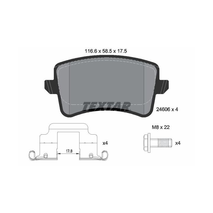 Stabdžių trinkelių rinkinys, diskinis stabdys TEXTAR 2460602