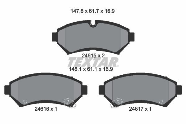 Stabdžių trinkelių rinkinys, diskinis stabdys TEXTAR 2461501