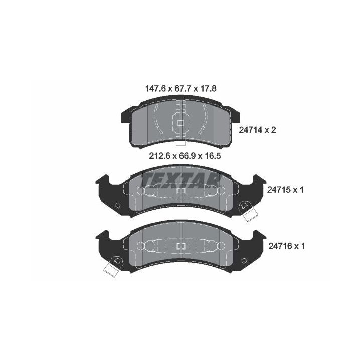 Stabdžių trinkelių rinkinys, diskinis stabdys TEXTAR 2471401