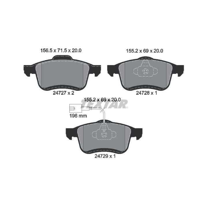 Stabdžių trinkelių rinkinys, diskinis stabdys TEXTAR 2472701