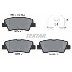 Stabdžių trinkelių rinkinys, diskinis stabdys TEXTAR 2493401