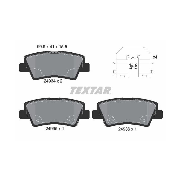 Stabdžių trinkelių rinkinys, diskinis stabdys TEXTAR 2493401