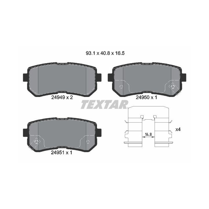 Stabdžių trinkelių rinkinys, diskinis stabdys TEXTAR 2494901