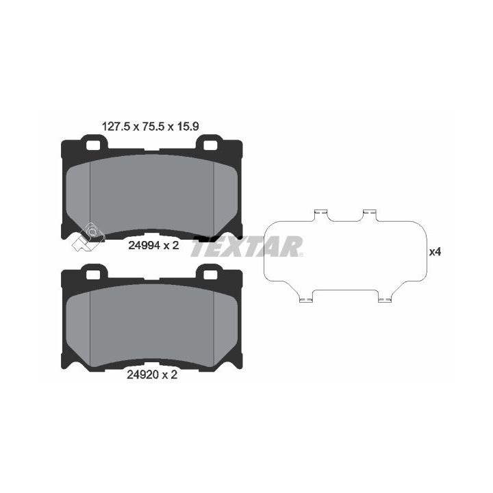 Stabdžių trinkelių rinkinys, diskinis stabdys TEXTAR 2499401