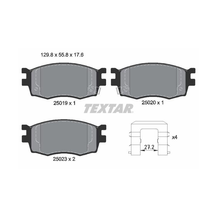 Stabdžių trinkelių rinkinys, diskinis stabdys TEXTAR 2501901