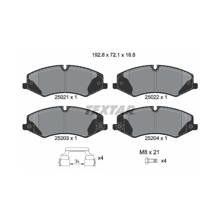 Stabdžių trinkelių rinkinys, diskinis stabdys TEXTAR 2502201