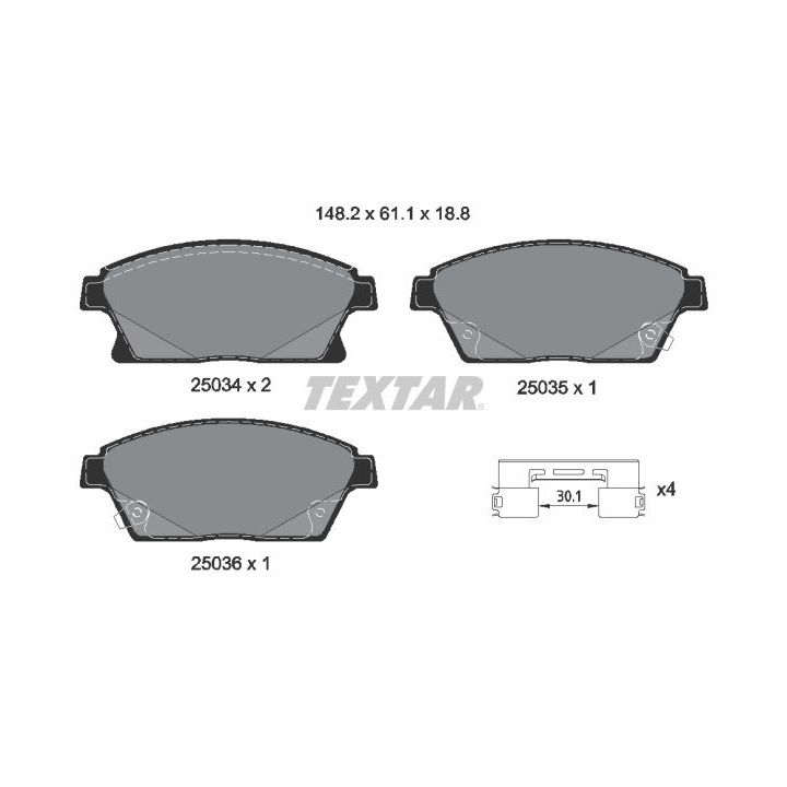 Stabdžių trinkelių rinkinys, diskinis stabdys TEXTAR 2503481