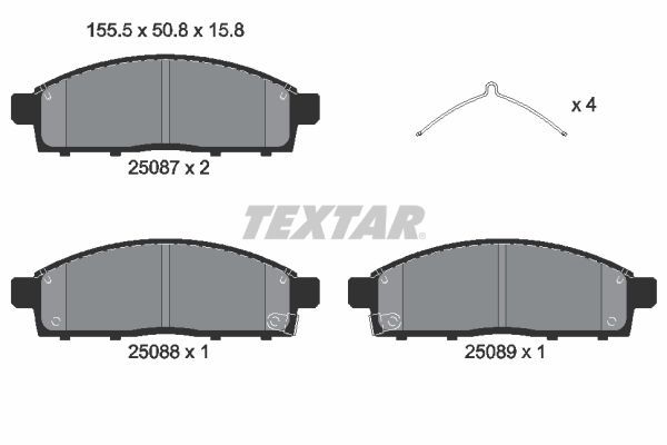 Stabdžių trinkelių rinkinys, diskinis stabdys TEXTAR 2508703
