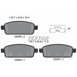 Stabdžių trinkelių rinkinys, diskinis stabdys TEXTAR 2509602