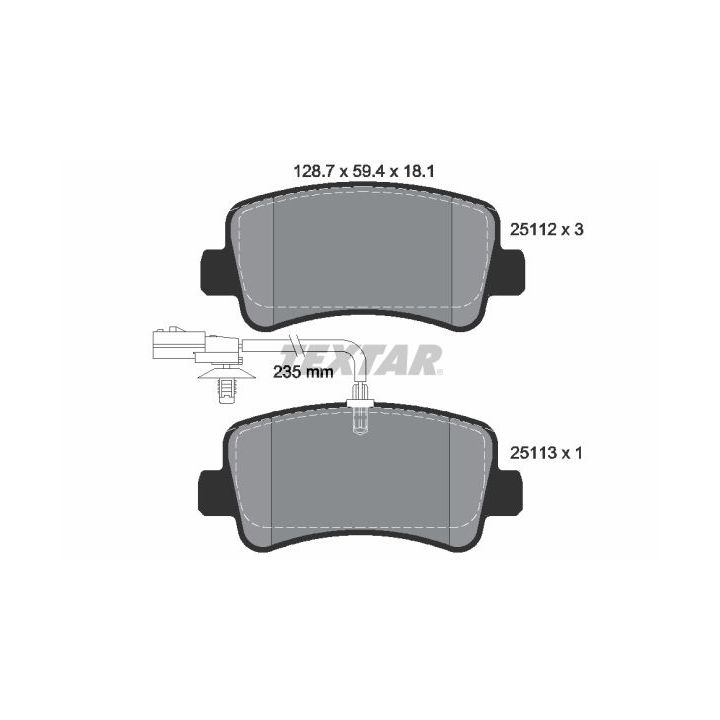 Stabdžių trinkelių rinkinys, diskinis stabdys TEXTAR 2511201