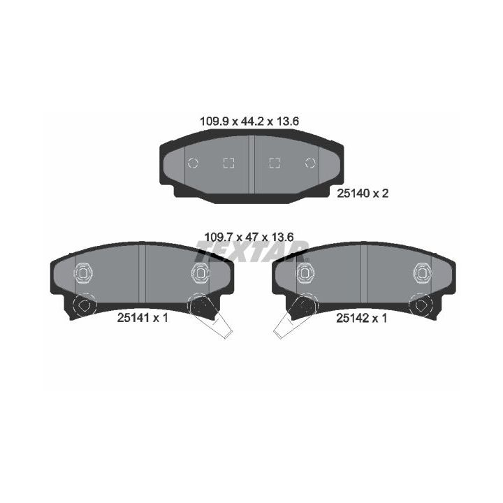 Stabdžių trinkelių rinkinys, diskinis stabdys TEXTAR 2514001