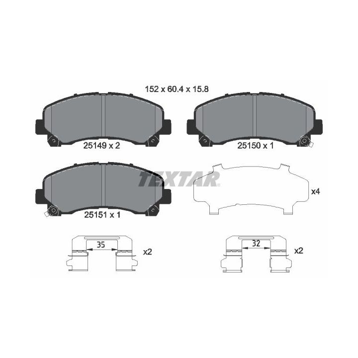 Stabdžių trinkelių rinkinys, diskinis stabdys TEXTAR 2514901