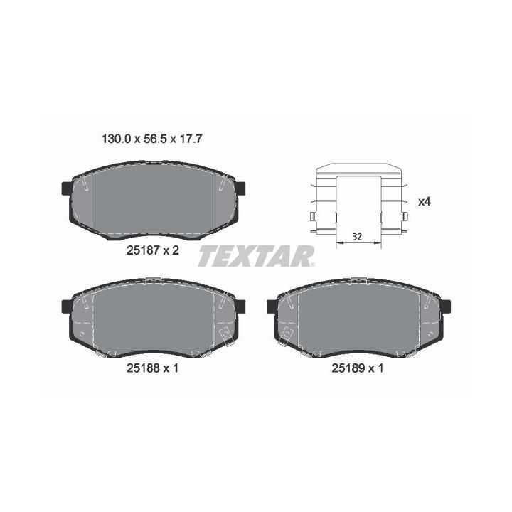 Stabdžių trinkelių rinkinys, diskinis stabdys TEXTAR 2518701