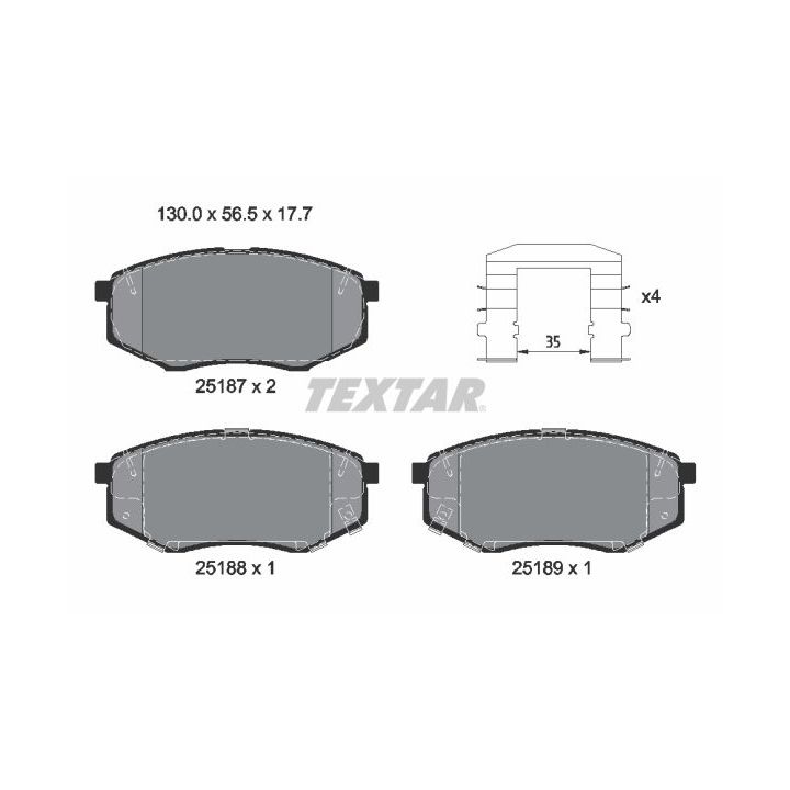 Stabdžių trinkelių rinkinys, diskinis stabdys TEXTAR 2518704