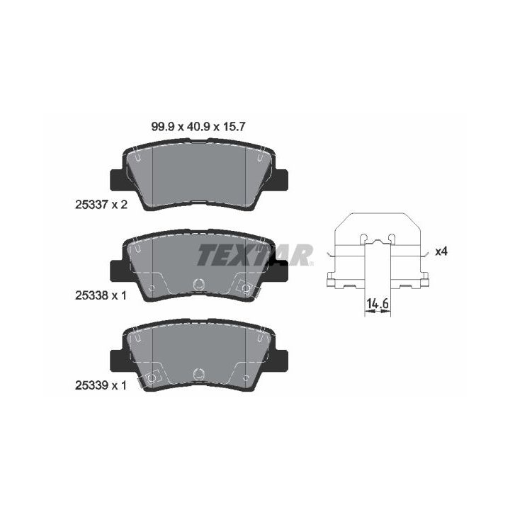 Stabdžių trinkelių rinkinys, diskinis stabdys TEXTAR 2533701