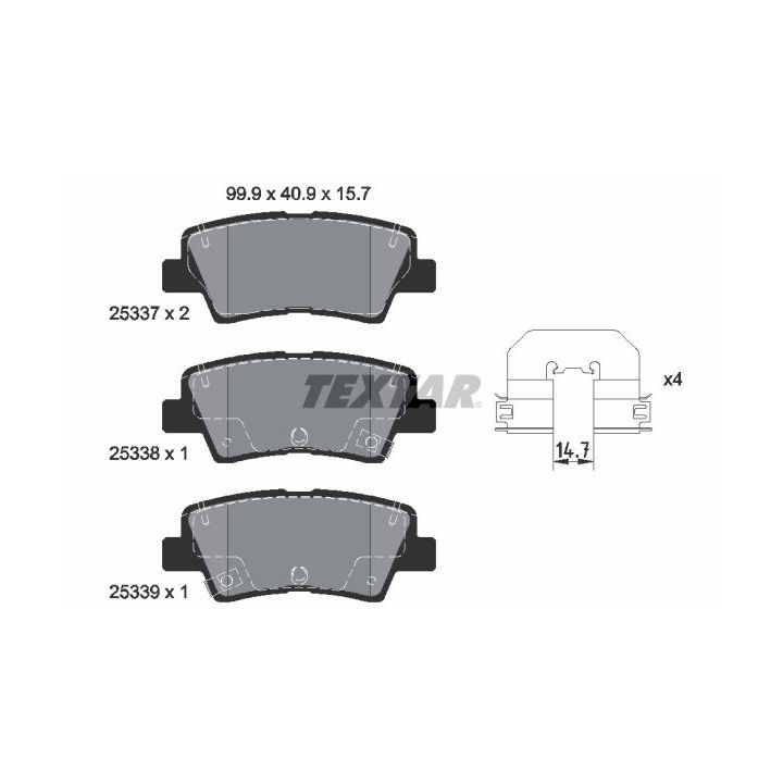 Stabdžių trinkelių rinkinys, diskinis stabdys TEXTAR 2533703