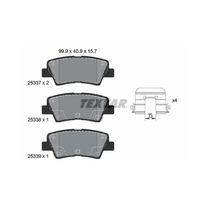 Stabdžių trinkelių rinkinys, diskinis stabdys TEXTAR 2533707