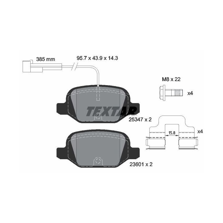 Stabdžių trinkelių rinkinys, diskinis stabdys TEXTAR 2534701