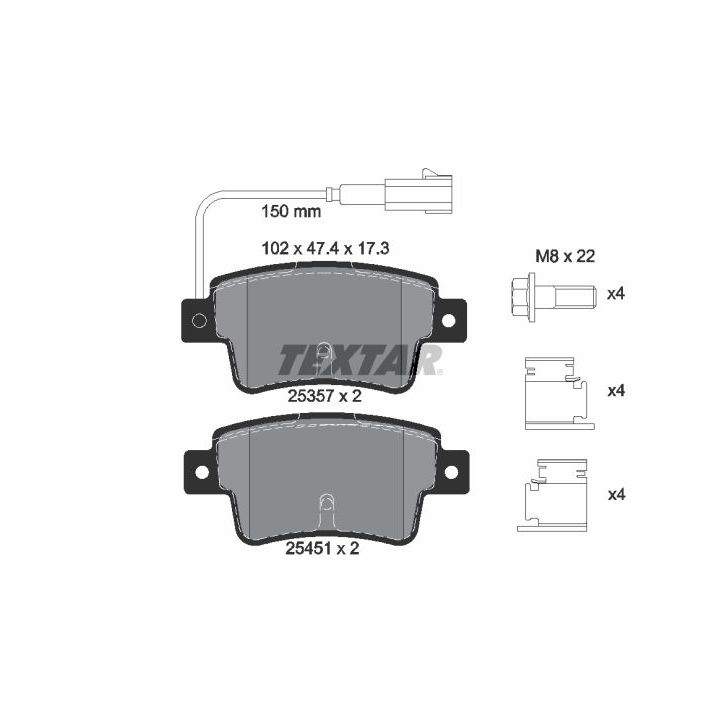 Stabdžių trinkelių rinkinys, diskinis stabdys TEXTAR 2535701