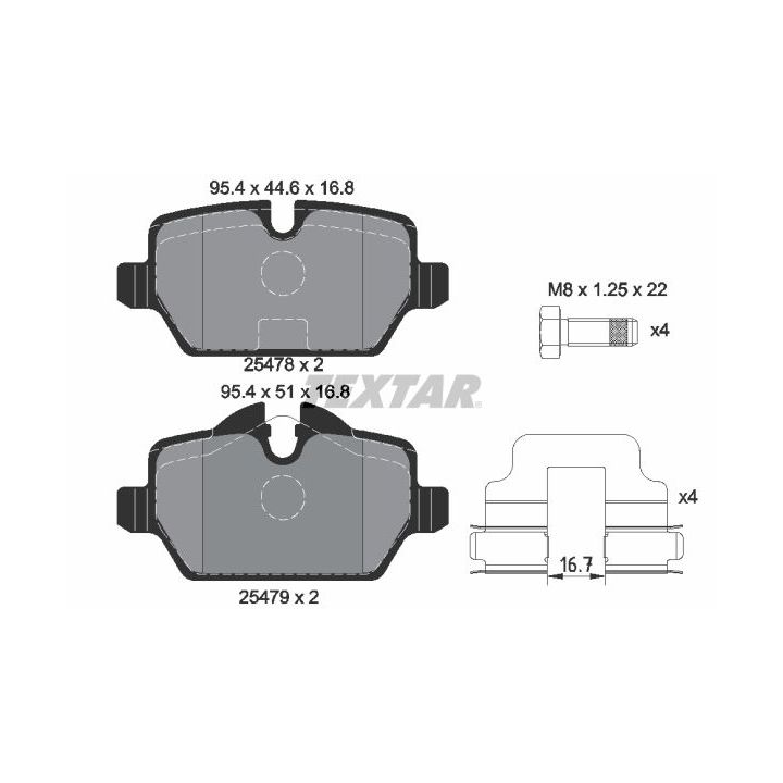 Stabdžių trinkelių rinkinys, diskinis stabdys TEXTAR 2547801