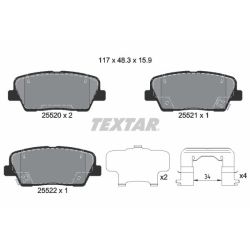 Stabdžių trinkelių rinkinys, diskinis stabdys TEXTAR 2552003