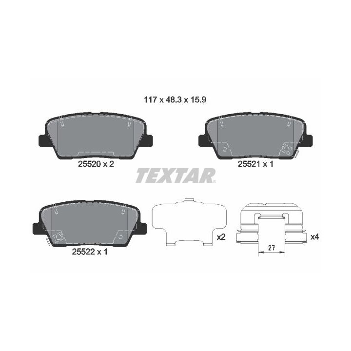 Stabdžių trinkelių rinkinys, diskinis stabdys TEXTAR 2552008