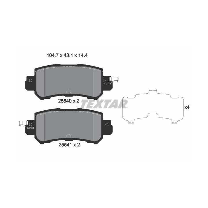 Stabdžių trinkelių rinkinys, diskinis stabdys TEXTAR 2554001