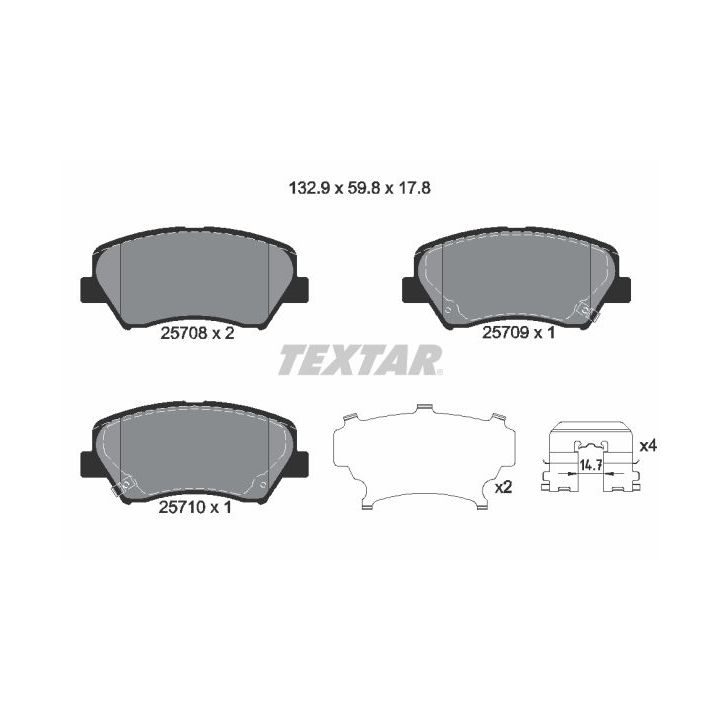 Stabdžių trinkelių rinkinys, diskinis stabdys TEXTAR 2570801