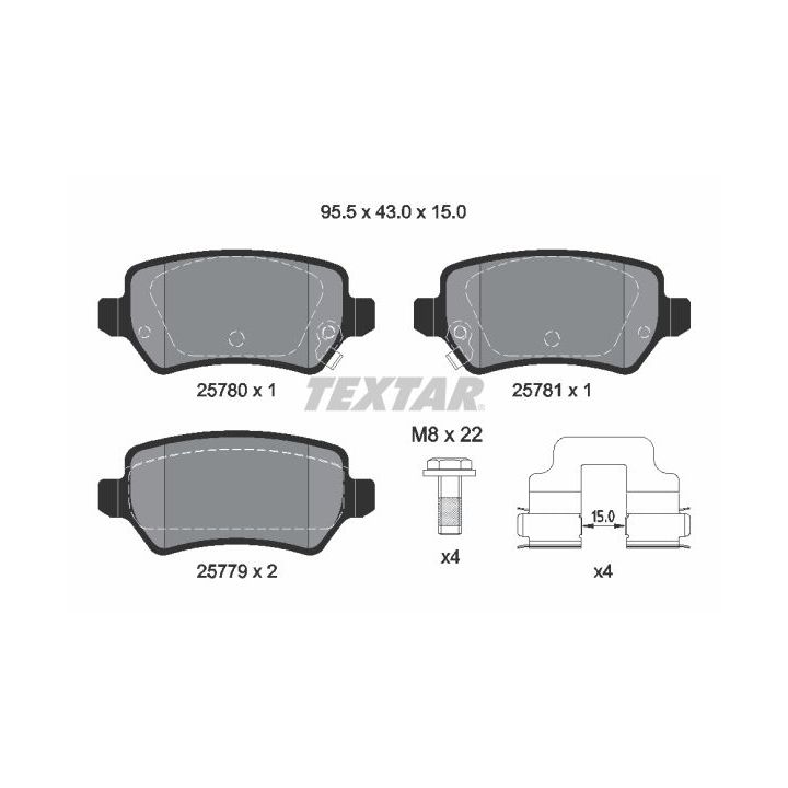 Stabdžių trinkelių rinkinys, diskinis stabdys TEXTAR 2578001