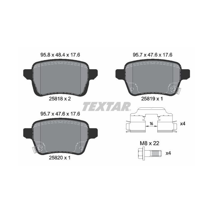 Stabdžių trinkelių rinkinys, diskinis stabdys TEXTAR 2581802