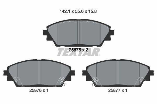 Stabdžių trinkelių rinkinys, diskinis stabdys TEXTAR 2587501