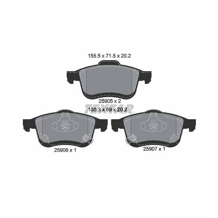 Stabdžių trinkelių rinkinys, diskinis stabdys TEXTAR 2590501