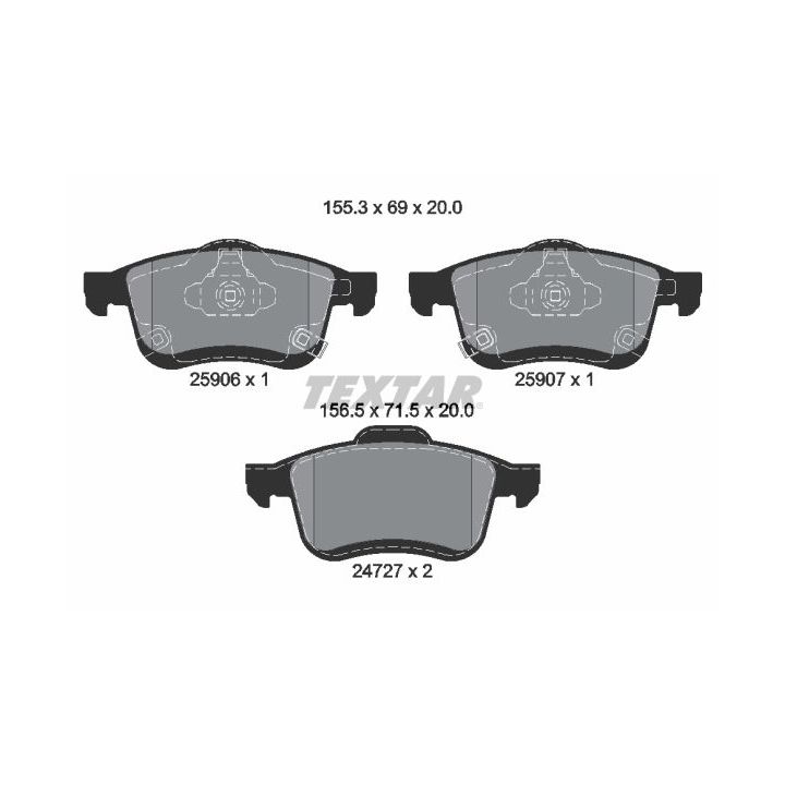 Stabdžių trinkelių rinkinys, diskinis stabdys TEXTAR 2590601