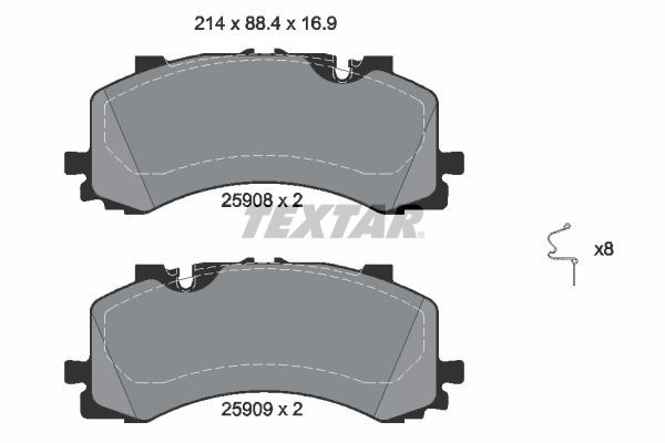 Stabdžių trinkelių rinkinys, diskinis stabdys TEXTAR 2590801