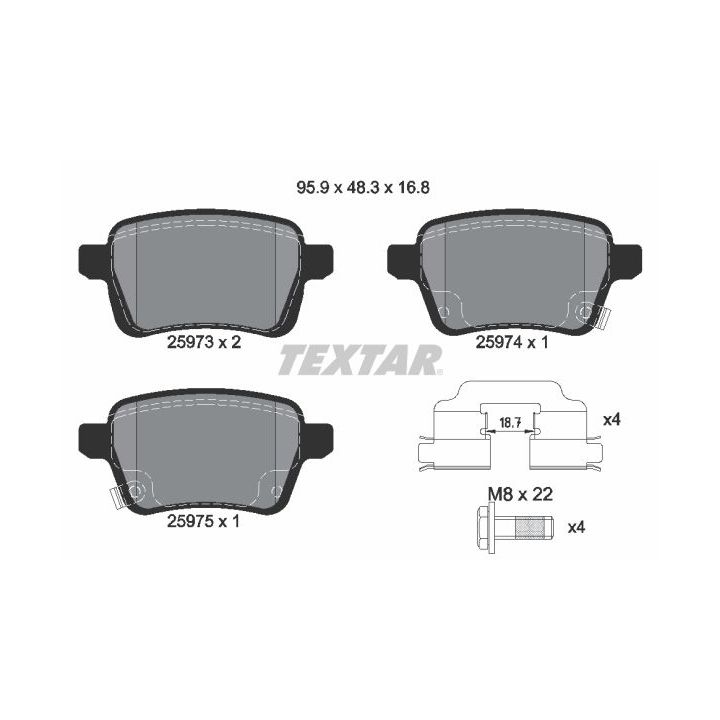 Stabdžių trinkelių rinkinys, diskinis stabdys TEXTAR 2597301