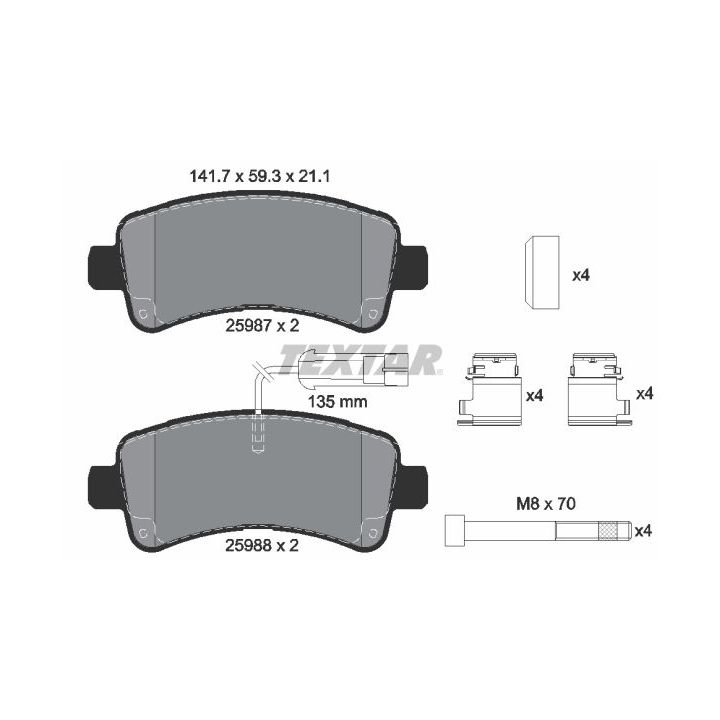Stabdžių trinkelių rinkinys, diskinis stabdys TEXTAR 2598701