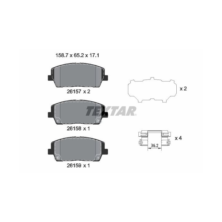 Stabdžių trinkelių rinkinys, diskinis stabdys TEXTAR 2615701