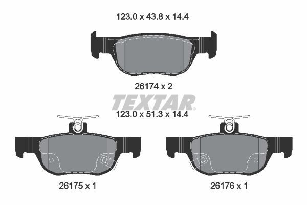 Stabdžių trinkelių rinkinys, diskinis stabdys TEXTAR 2617401