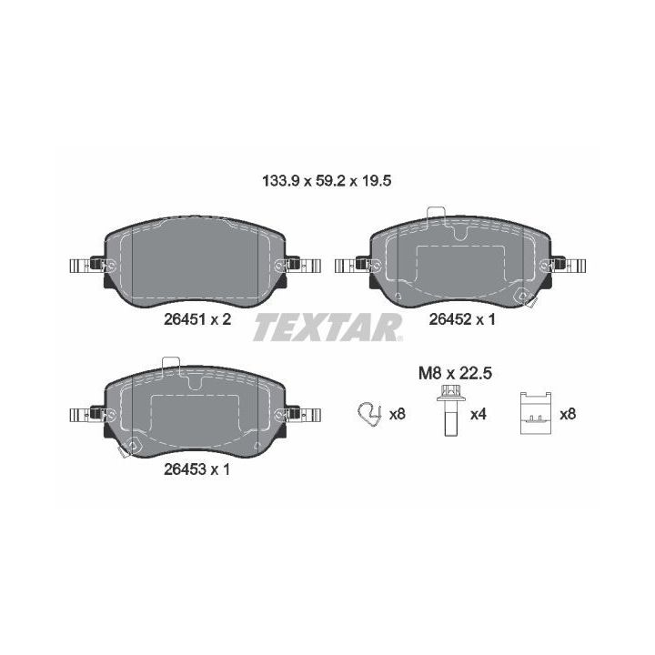 Stabdžių trinkelių rinkinys, diskinis stabdys TEXTAR 2645101