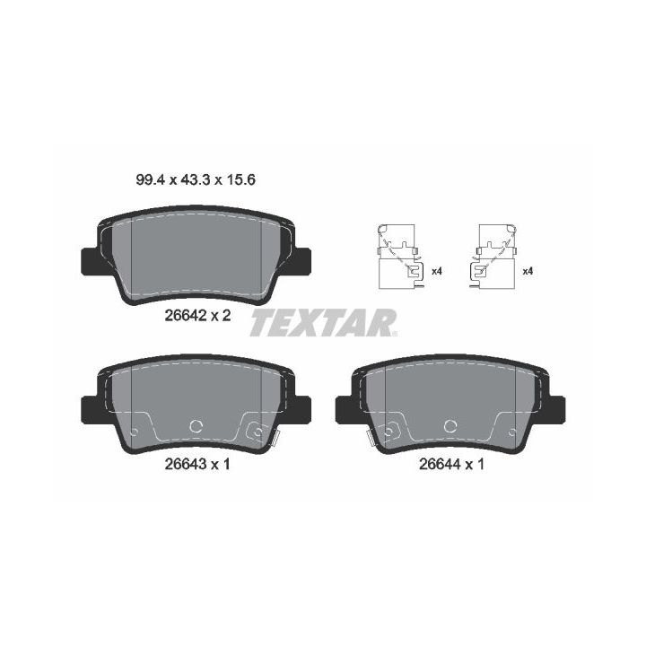 Stabdžių trinkelių rinkinys, diskinis stabdys TEXTAR 2664201