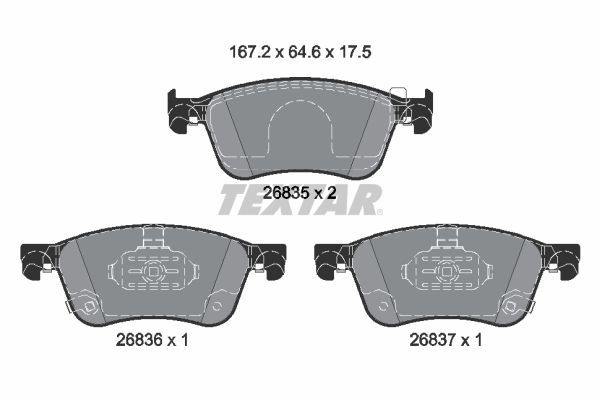 Stabdžių trinkelių rinkinys, diskinis stabdys TEXTAR 2683501